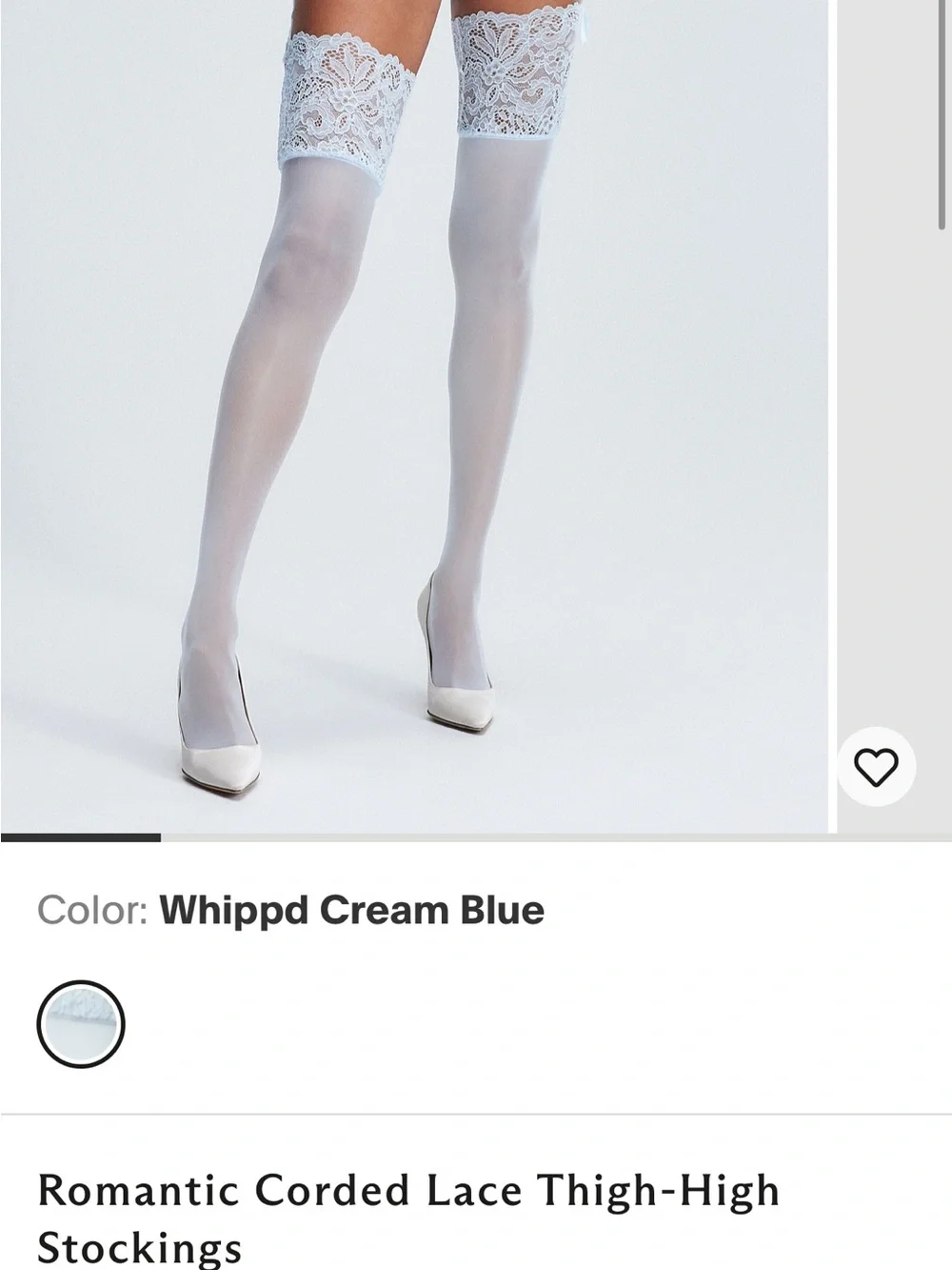 Savage X Fenty Romantic Corded Lace Whipped Cream Blue Lace Thigh-High Stockings